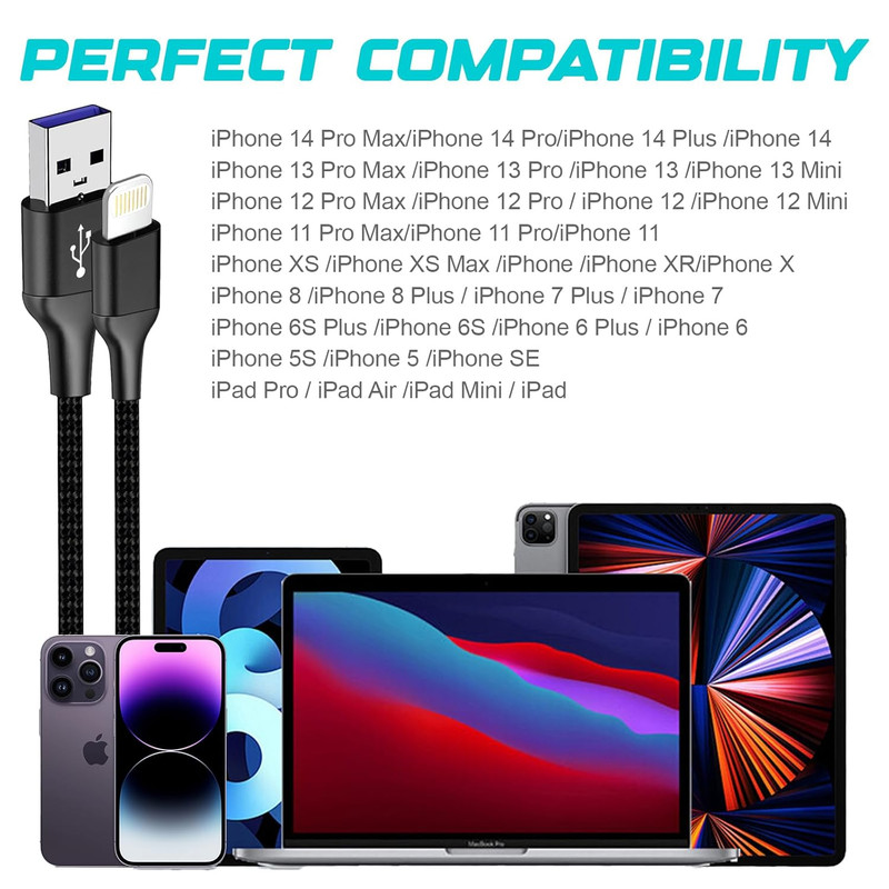 Fast Charger Cable Heavy Duty For iPhone 13 12 11 X XR 8 Charging Cord wholesale gallery