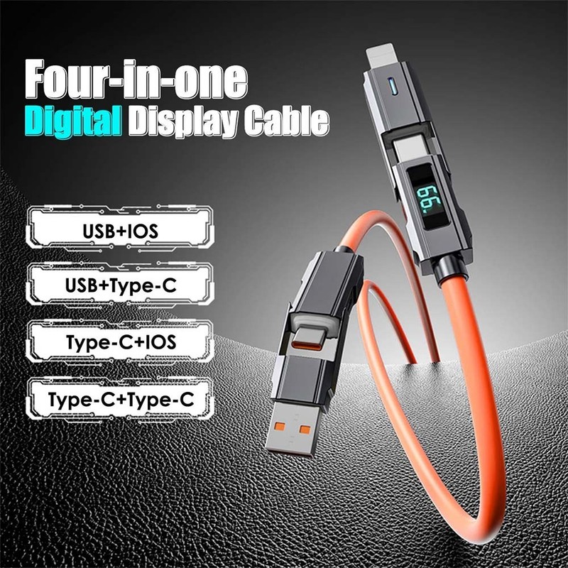 4 in1 Digital Display USB Type-C PD Fast Charging Cable 100W For iPhone Android gallery