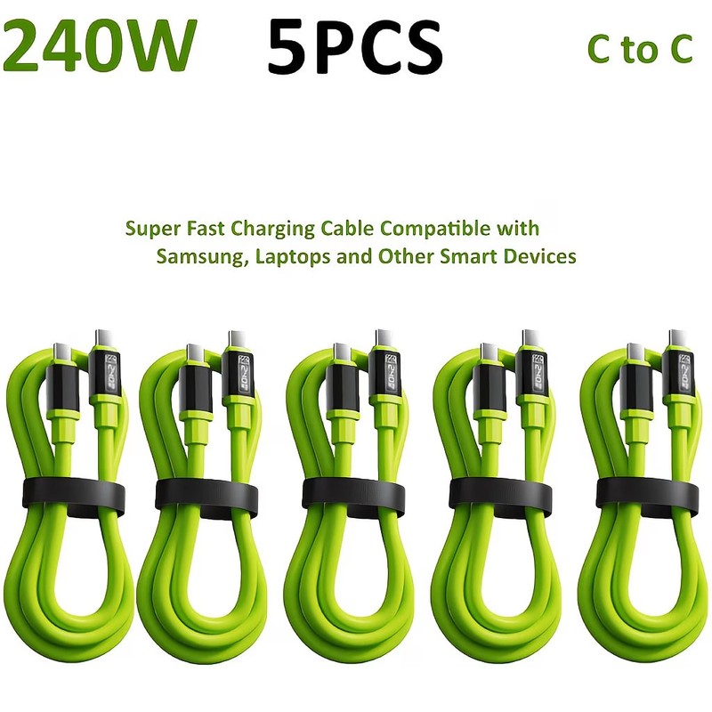 5-Pack 59.06inch 240W Fast Charging Cable with LED Display