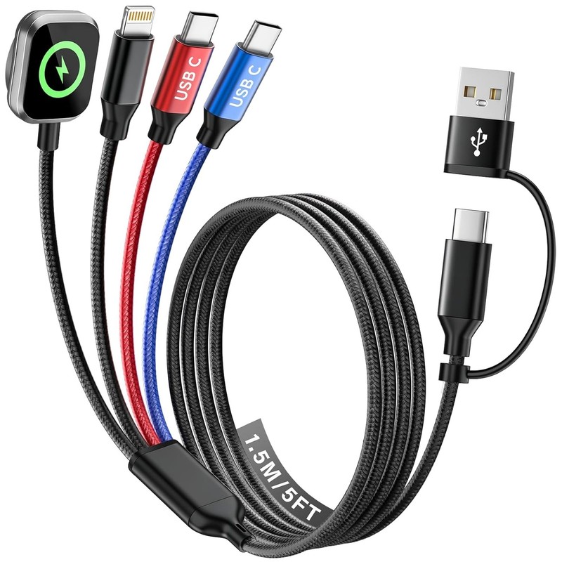 Dual Type-C Ports 4 in 2 Multi Charging Cable for iWatch Charger/iPhone 17 | ... gallery