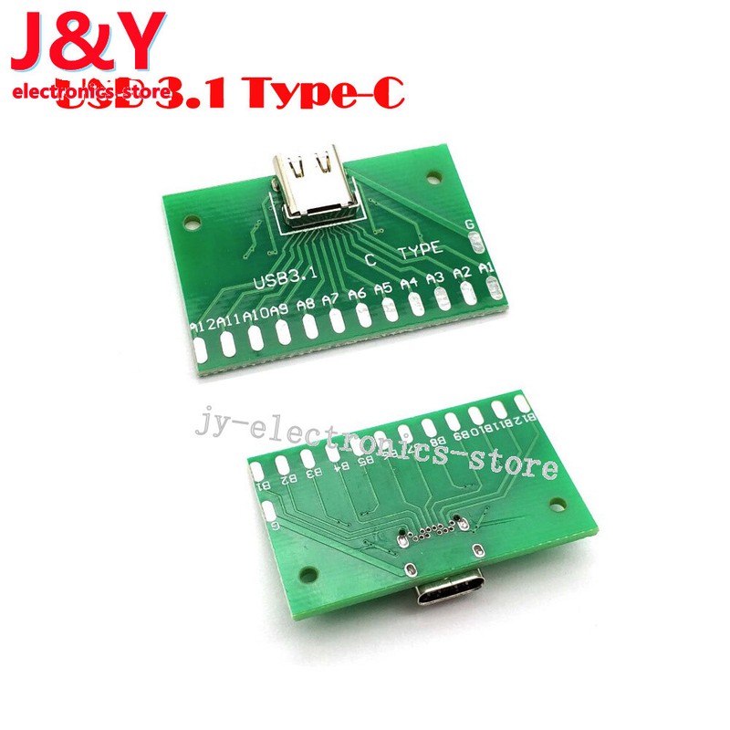 24Pin USB 3.1 Type C Female Plug Socket Connector SMT Type + PCB Board For DIY gallery