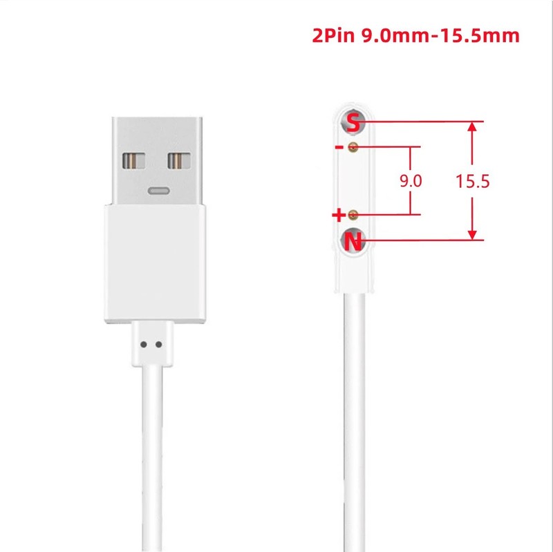 2-Pin Universal USB Data Charging Cable Magnetic Charger For Smart Watch 2.84mm