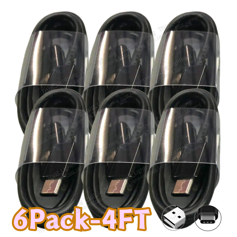 6 Pack 4FT USB Type C Fast Charger Cable For Samsung S9 S10 S20 iPhone 15 16 LOT