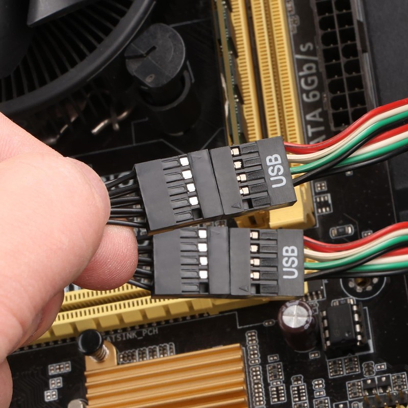 2PCS Motherboard 9 Pin USB Splitter Cable, USB 2.0 9Pin Female to Dual 9 Pin ... gallery
