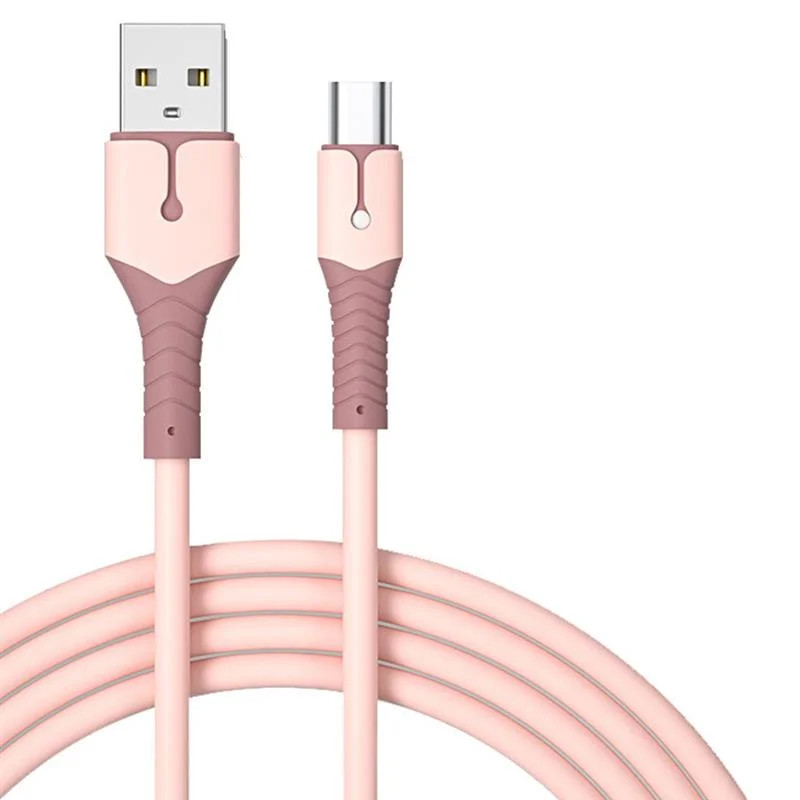 USB Phone Charger Cable 3A Type-C Liquid Silicone LED Lamp Fast Charger Fo