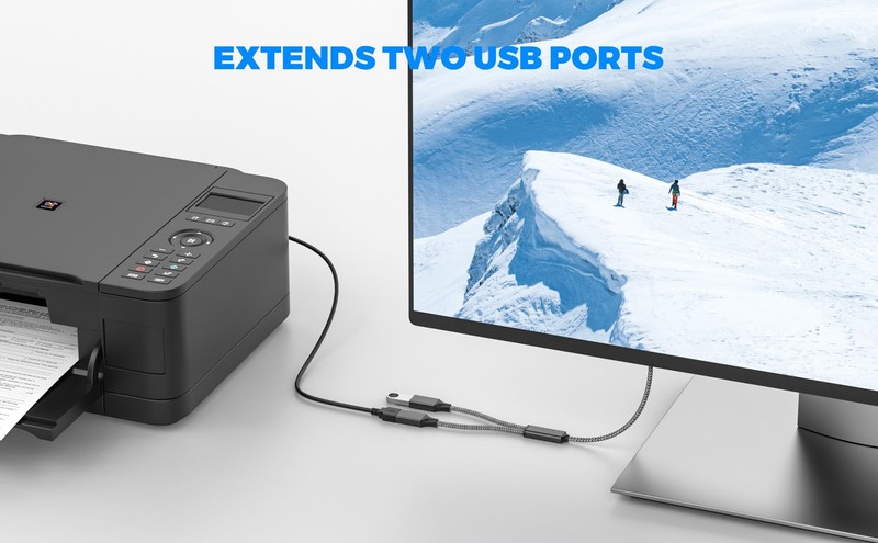 USB Y Splitter 1 in 2 Out 1Ft/30cm, USB to 2 Female Cable for PC/Laptop/MacBo... gallery