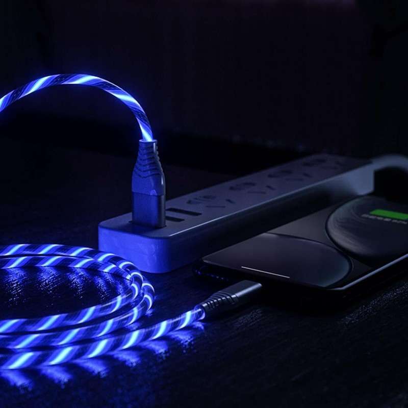 1M LED Flowing Light Up USB Charging Cable For iPhone 14 13 12 Pro Samsung S22 gallery