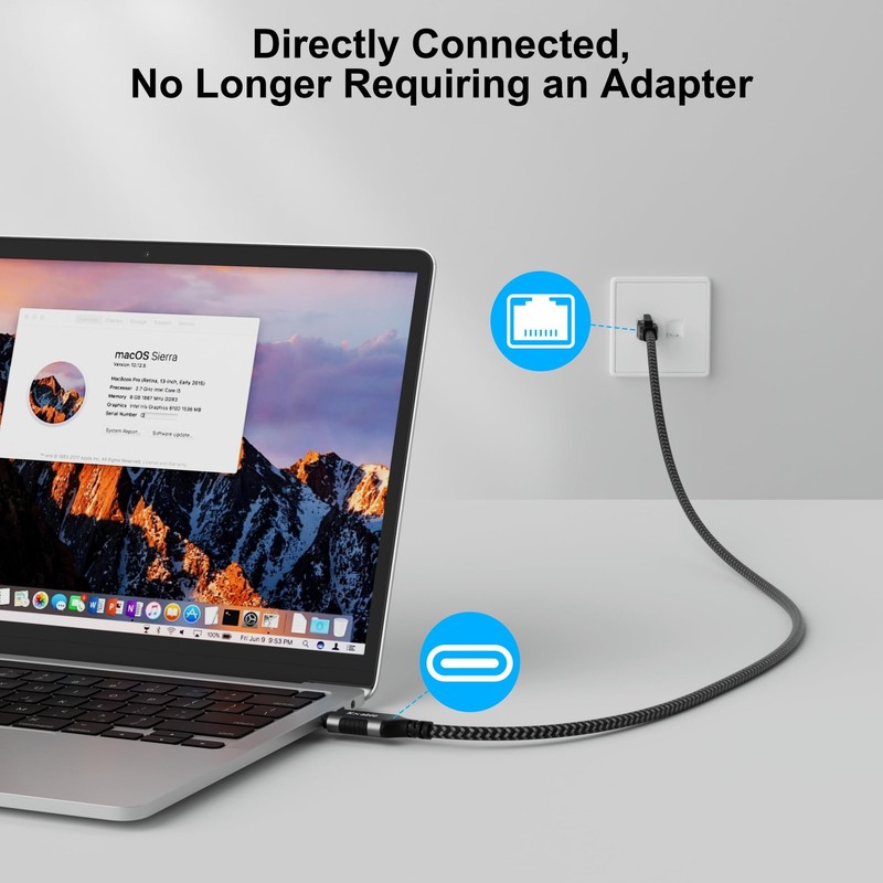 USB to Ethernet Cable 8FT, to RJ45 Cord, Gigabit Directly Connected, Thunderb... gallery