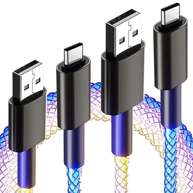 2Pack 4FT 4 In 1 Nylon Multi Charging Cable Multi Color Fast Charger Cord