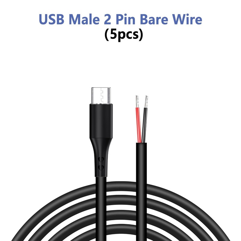 Vovucai USB C Pigtail Cable - 5PCS USB C to 2 Pin Bare Wire 22AWG Power Cable... gallery