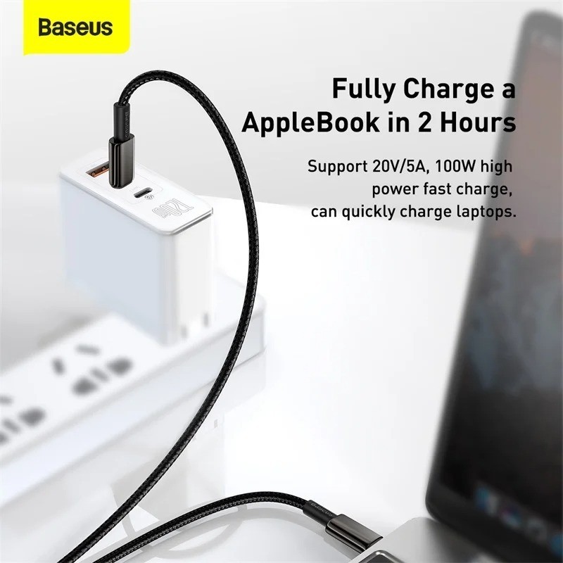 Baseus USB-C to USB-C Cable 100W PD Fast Charging QC4.0 Data Cord Braided Black gallery