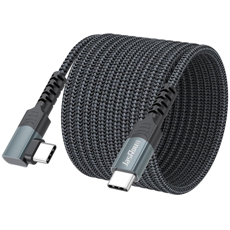 15FT USB C Cable Right Angle, 60W Fast Charging 90 Degree Long USBC 15 Feet