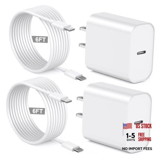 [Apple MFi Certified] iPhone Charger Fast Charging 6FT Compatible 20WC-L White