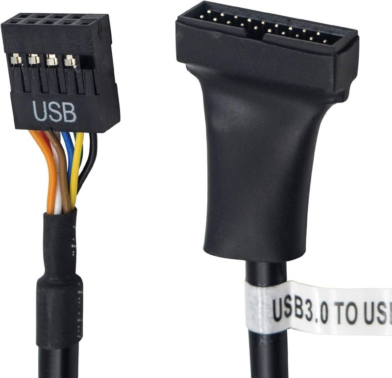 High-Speed USB 3.0 to USB 2.0 Adapter Cable - 6 inch 19-Pin to 9-Pin - 2-Pack gallery