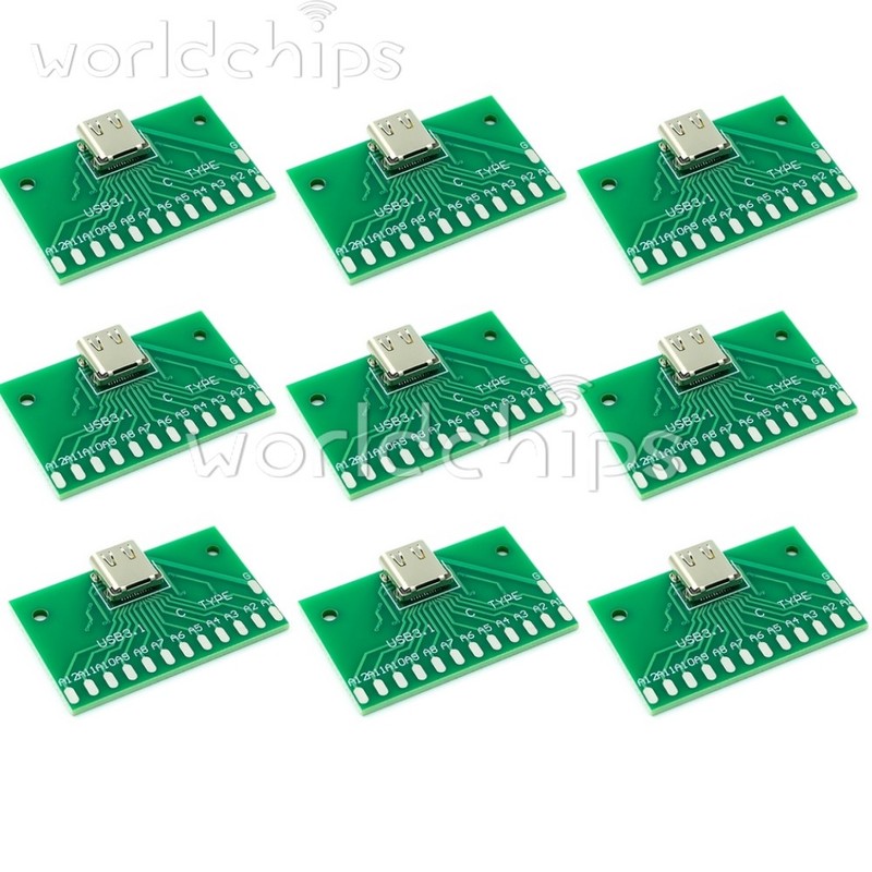 10pcs 24Pin USB 3.1 Type C Female Plug Socket Connector SMT Type & PCB Board