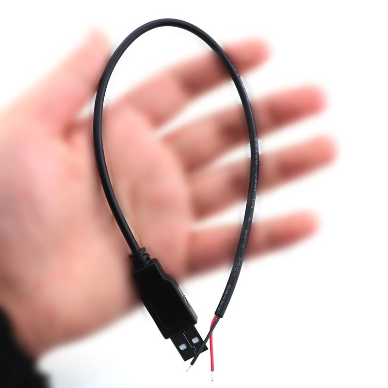 Short USB A Male 2pin Bare Cable 30cm/11.8in USB A 12V/3A Pigtail Open Power ... gallery
