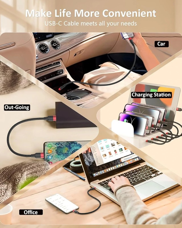 6 inch USB C to USB C Cable, 3 Pack 60W Short USBC to USBC Cord, Braided 0.5ft U gallery
