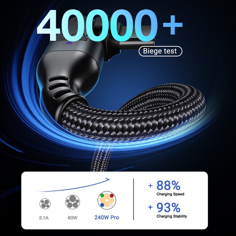 2 PCS【1.8M+1.8M】PD 240W USB C Fast Charging Cable, Type C to Type C for Phone gallery