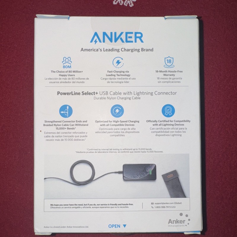 OEM Anker Lightning Fast Charging Cable 6 ft iPhone PowerLine+ MFi-Certified gallery
