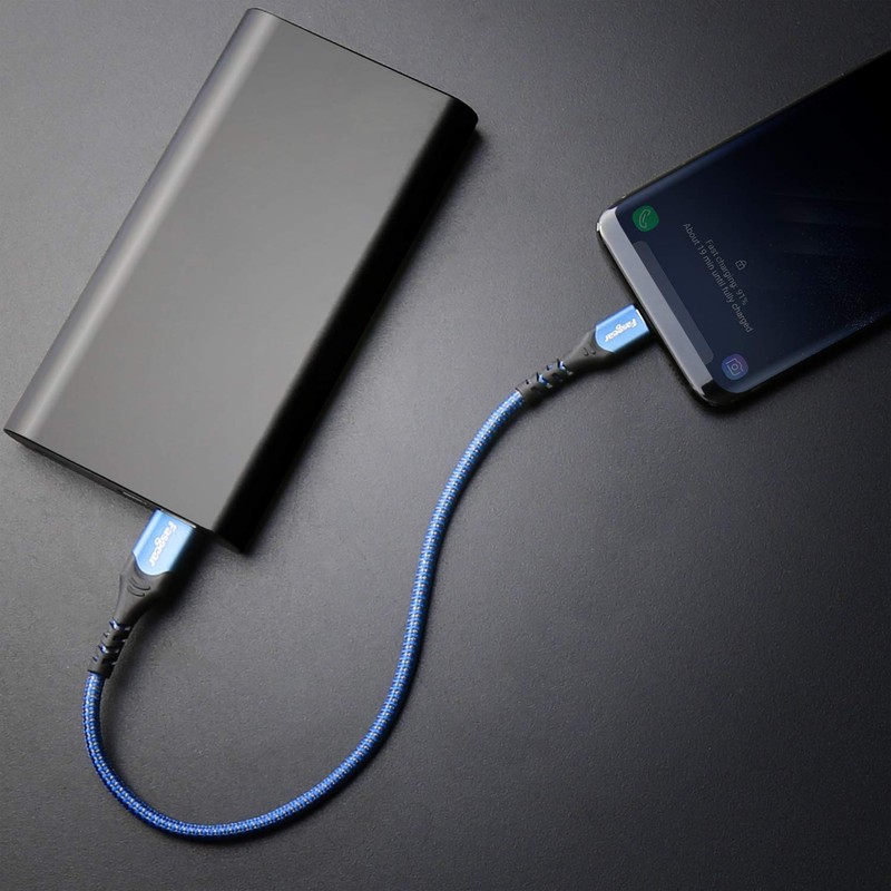 3 Pack USB C Short Cable 1ft Fast Charging Braided Type C 30cm Cord Blue gallery