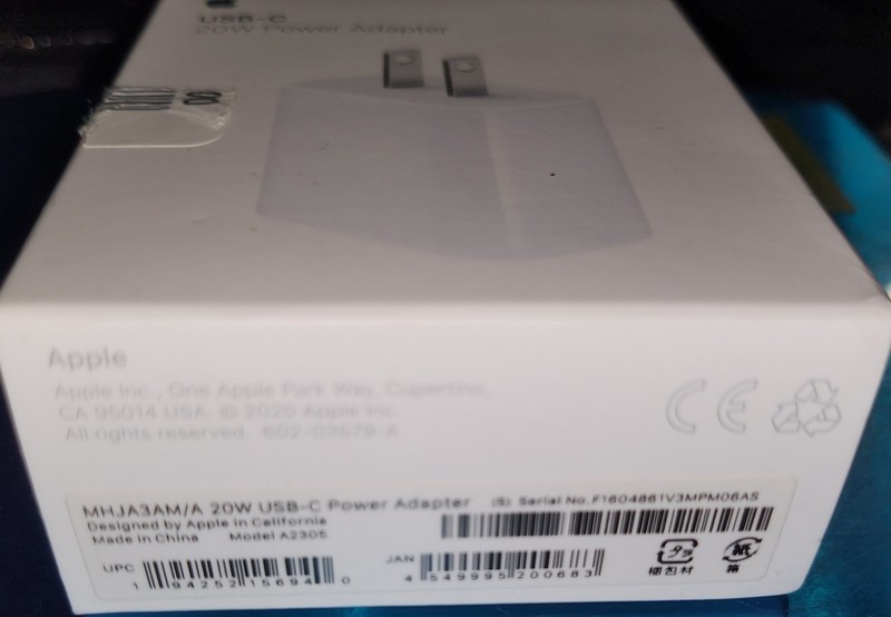 Genuine Apple - 20W USB-C Power Adapter MHJA3AM/A – FACTORY White Sealed gallery