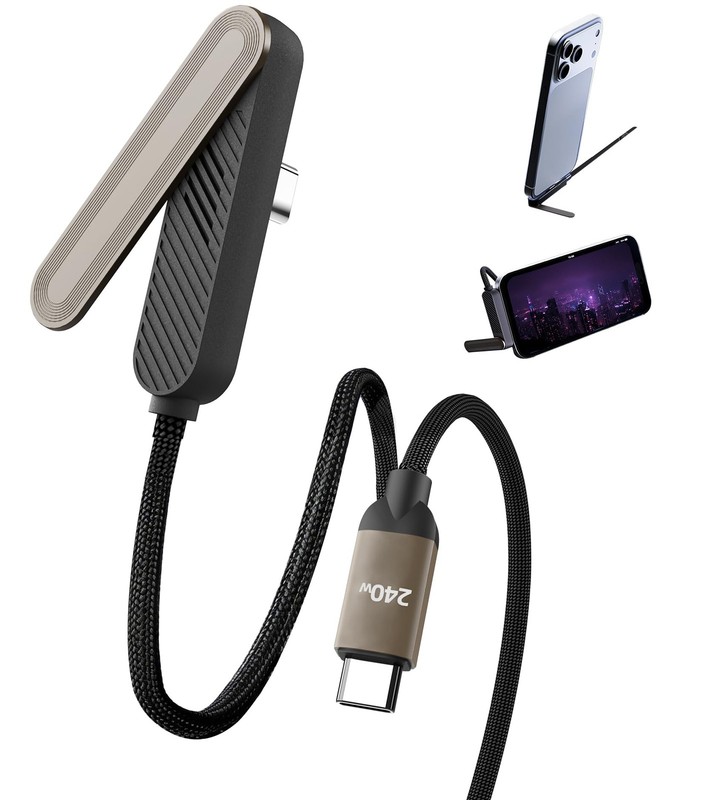 [2026 Upgrade] Invisible Holder Charger Cable,USB-C to USB-C Cable with 360° …