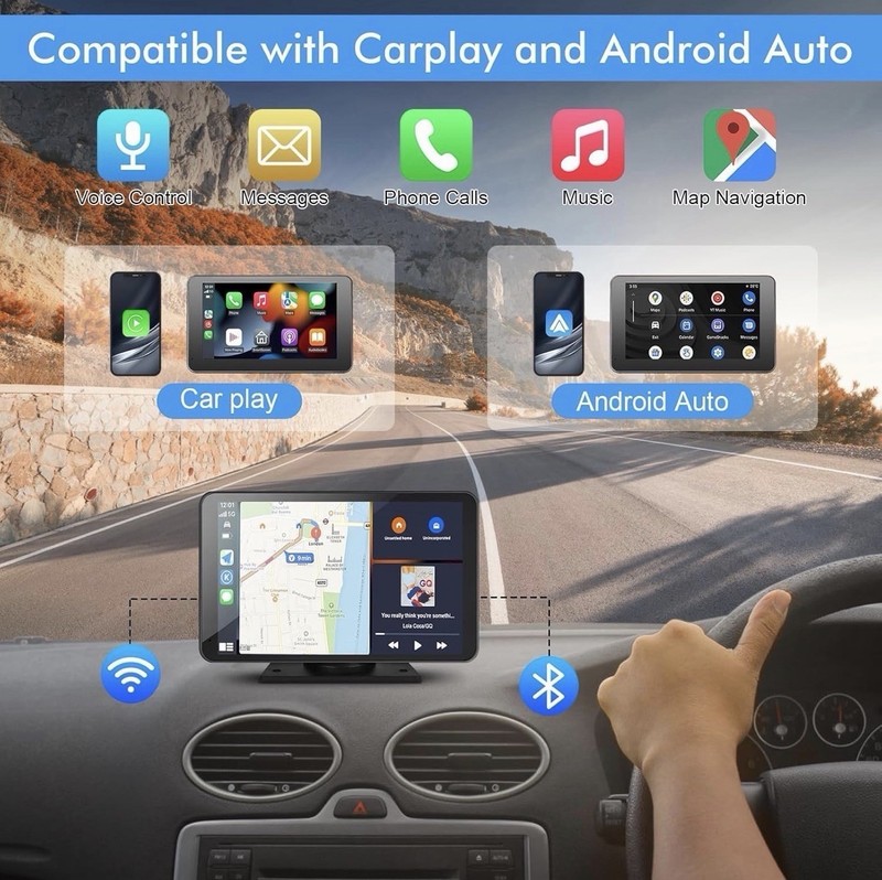 7" HD Portable Carplay Wireless Touch Screen Double Din Car Stereo gallery