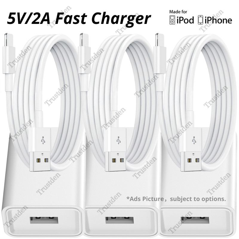 For iPhone 6 7 8 SE XR XS X 11 12 13 14 USB Fast Power Adapter Charger Cable Lot