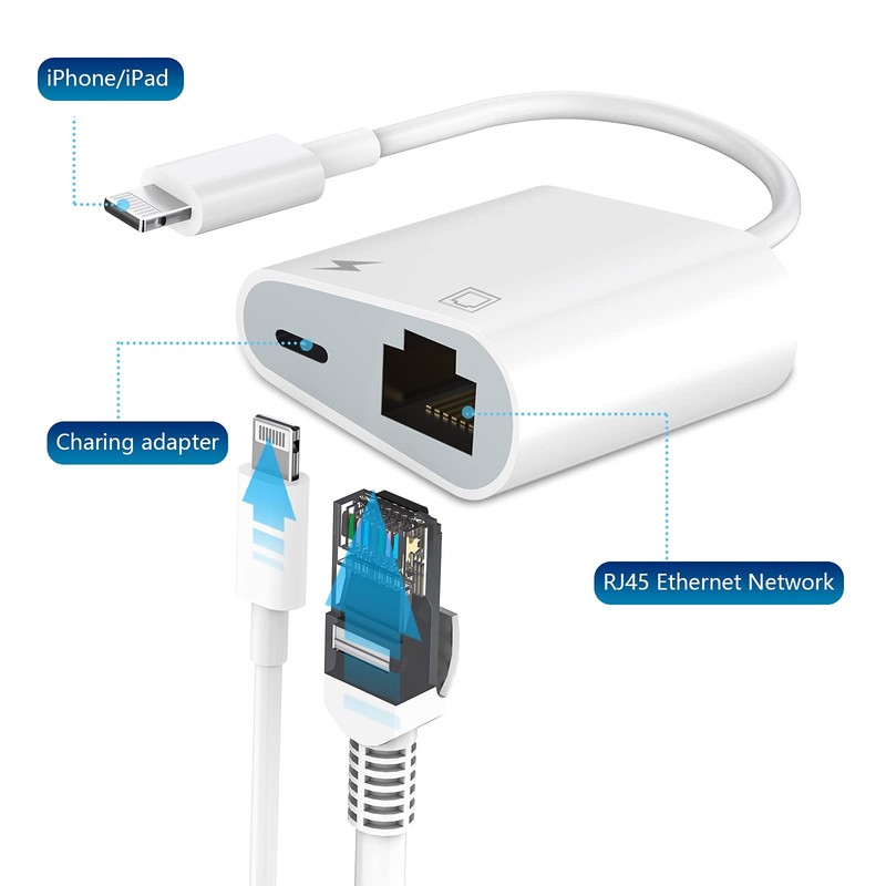 Lightning to Ethernet Adapter Apple MFi Certified 2 in 1 RJ45 Ethernet LAN gallery