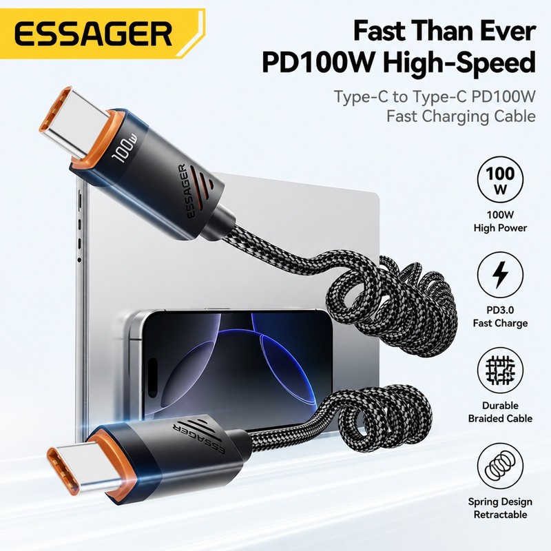 Buy Essager Type-C Cable for iPhone 16 15 Xiaomi Samsung 100W PD Fast MacBook gallery