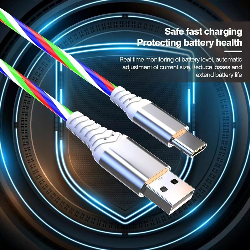 Light Up USB C Charging Cord 3A LED Light Up Type C Fast Charger Led USB-A to C gallery