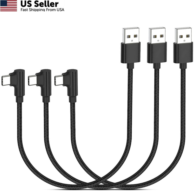 1ft Right Angle USB C Cable Fast Charging, 3 Pack 90 Degree Angled 1FT, USB-C