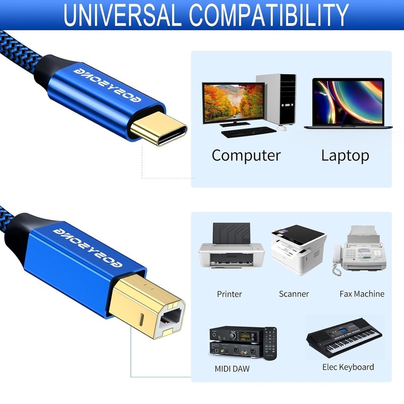Blue Nylon USB C Printer Cable 100ft gallery