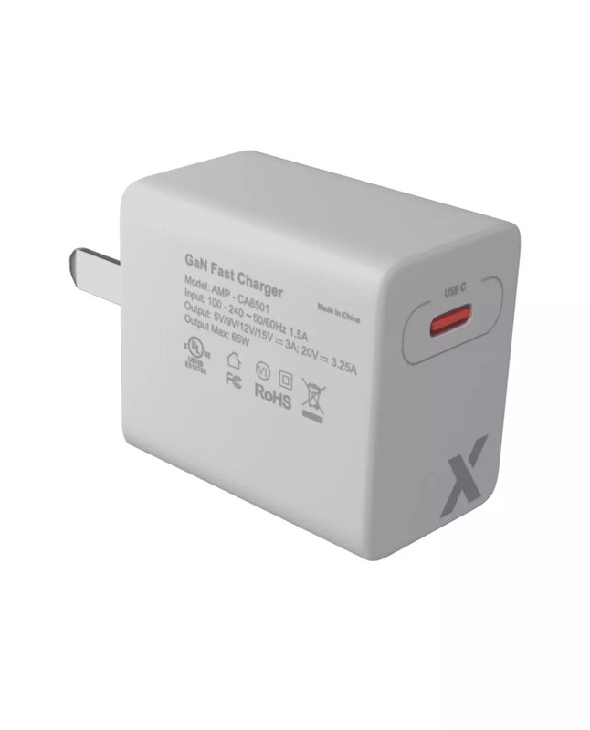 AmpSentrix - 65W USB Type C GaN Wall Power Adapter (110v USA) gallery