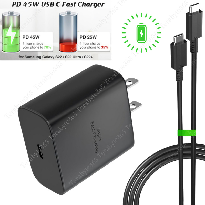 For Samsung 45W Super Fast Charger Brick Cable USB C To USB C Galaxy S25 24 23