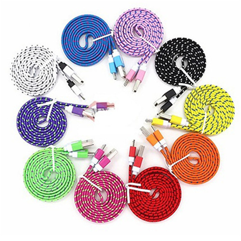 NTJ Flat Braided Noodle Charger Cable for SAMSUNG GALAXY S4 S6 S7+ MICRO USB LG gallery