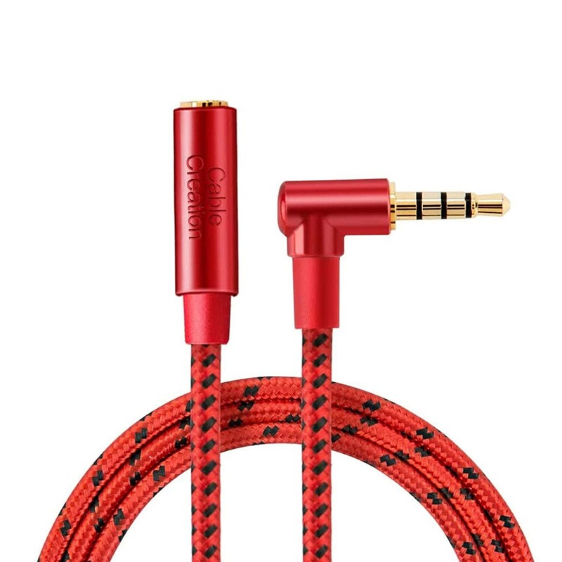 Câble d'extension 3,5 mm TRRS 4 conducteurs coudés mâle vers femelle plaqué or