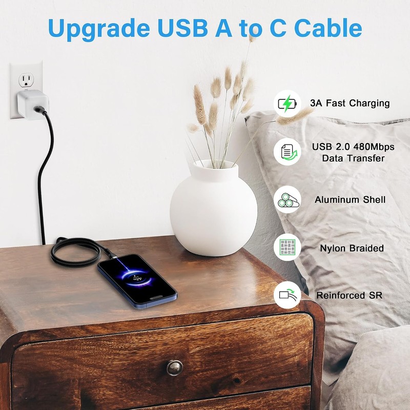 USB C Cable 8FT 50 Pack Fast Charging for iPhone 17 16 Galaxy S24 CarPlay gallery