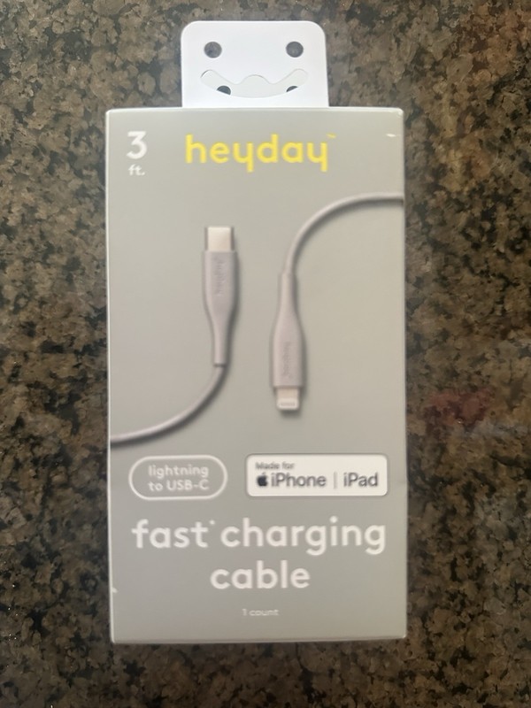heyday Fast Charging USB-C 3 feet Gray Cable ( iPhone iPad & Iphone)