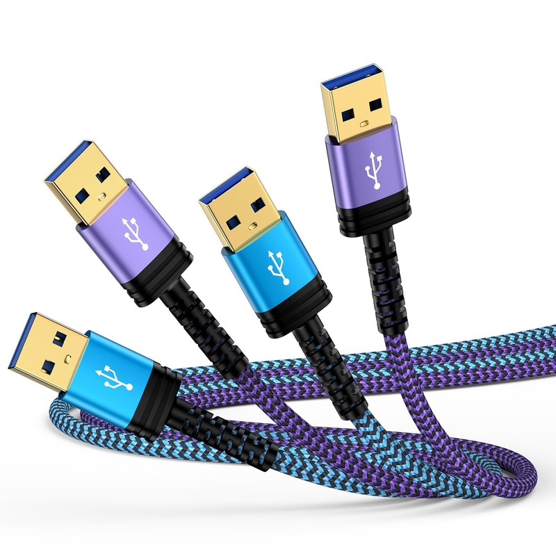 2 PCS 6FT USB 3.0 A to A Cable Male to Male Double Sided Data Transfer Cord