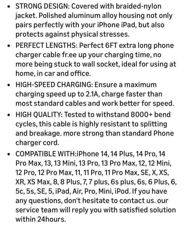 Yunsong iPhone charger 3 pack 6 FT nylon braided lightning cable (MFi certified) gallery
