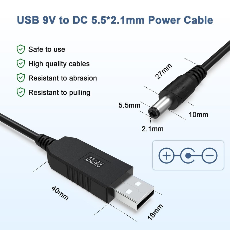 Asobilor DC 5V to DC 9V USB Voltage Step Up Converter Cable, Power Supply Ada... gallery