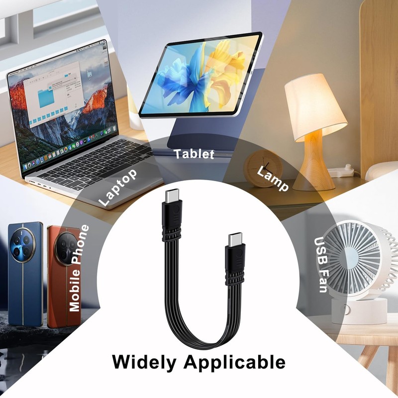 Flat Short USB Extension Cable 480 Mbps 90 Degree Right Angle USB to Female E... gallery