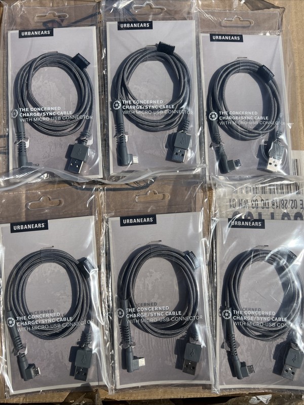 URBANEARS USB A to Micro B Data Sync Charge Braided Cable Gray BOX OF 90 PIECES gallery