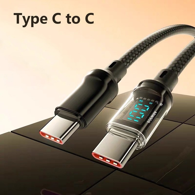120W Super Fast USB Type-C Charging Cable Braid Phone Charger Lead Display USB-C gallery