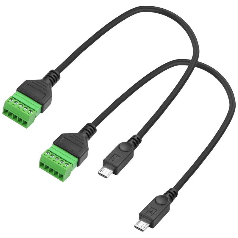 2 PCS Micro USB Male To 5 Pin Screw Terminal Block Connector Adapter 32cm