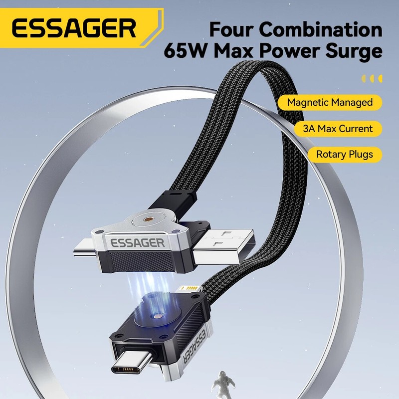 Essager 65W 4 in 1 USB C Charger Cable Wire Type C PD Fast Charging Cable Cord gallery