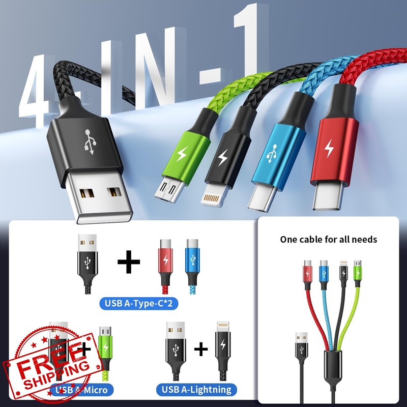Firsting 2 Pack 5FT 4-in-1 Charging Cable gallery