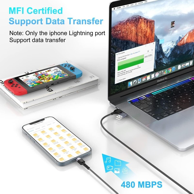 Multi Long 10FT Charge Cord Multiple Devices for USB A Type C to Light Micro gallery