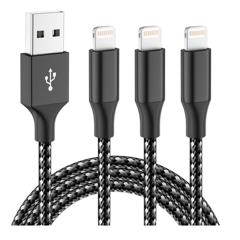 Phone Charging Cables 3 Pack NEW 6 Feet -Black & White -Braided